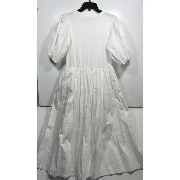 Sofie The Label Dress White Puff Sleeve Maxi Size Small Midi NWOT - Picture 5 of 9